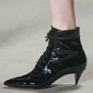 YSL black patent leather lace up boots - sz. 7.5